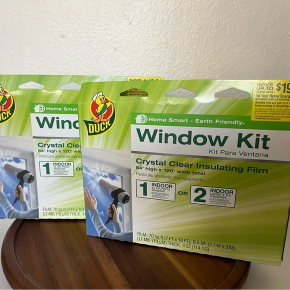 2 Duck Window Kit 7 ft x 10 ft each Plastic Insulating Shrink Film Clear Indoor - Picture 8 of 9